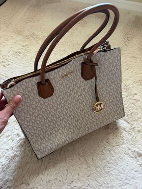Michael Kors Beige and Brown Signature Tote Bag